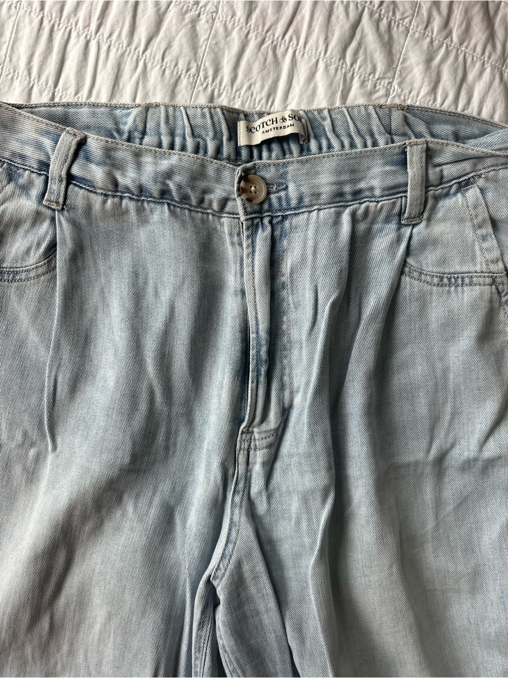 Scotch & Soda Amsterdam Light Wash Jeans Elastic Waist Lyocell Blend Size 10/30